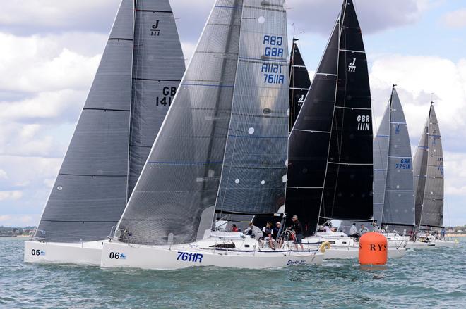 J/111 SHMOKIN JOE leading off start at J/111 Worlds off Cowes ©  Rick Tomlinson http://www.rick-tomlinson.com